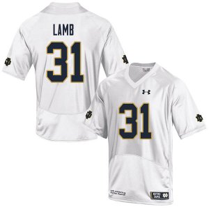 Notre Dame Fighting Irish Men's Jack Lamb #31 White Under Armour Authentic Stitched Big & Tall College NCAA Football Jersey EJM4899OR